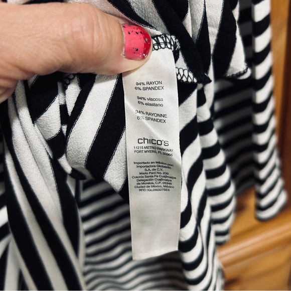 Chico’s black and white striped, SOFT pullover blouse - Picture 4 of 4
